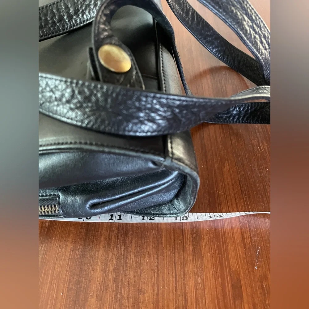 Black hard leather backpack handbag purse /backpack style
